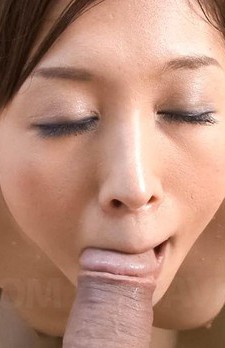 Mai Hanano Asian  takes boner between cans and in mouth at bath