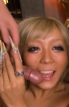 Rina Aina Asian with long nails gets cum on face and vibrators
