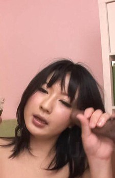 Megumi Haruka Asian sucks two penises till gets cum on her bust