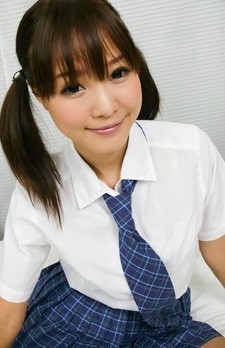 Momoka Rin Asian in sexy uniform gets cum on lips from blowjob