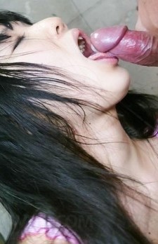 Chiharu Asian busty gets cock after cock and cum in her mouth
