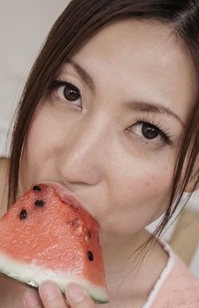 Mirei Yokoyama shows ass, plays with dick and enjoys water melon