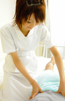 Miriya Hazuki Asian nurse sucks and licks patient hard phallus