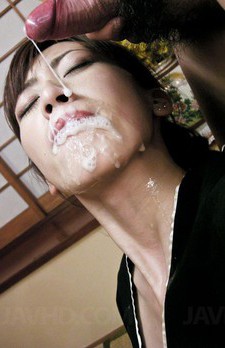 Kanon Hanai Asian ends with cum on mouth after sucking shlongs